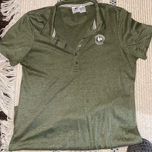 Army green and white primrose polo